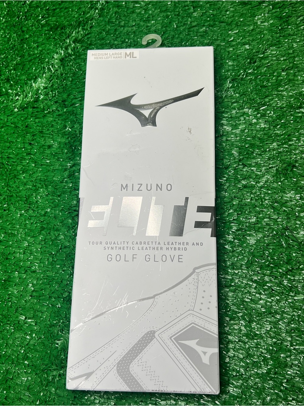 Mizuno White Golf Glove Packaging with Silver Logo